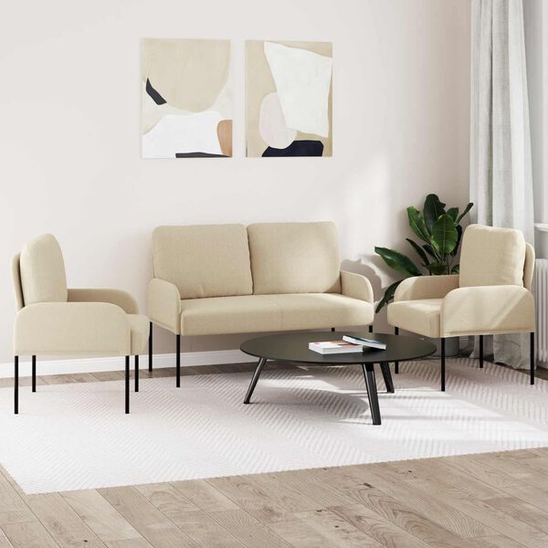 vidaXL &Uuml;lőgarnit&uacute;r&aacute;k p&aacute;rn&aacute;val 3 pcs Kr&eacute;m 115 x 56 x 80 cm Furn&eacute;r