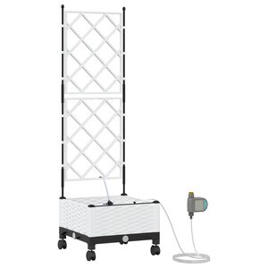 vidaXL Kertivir&aacute;gtart&oacute; &Ouml;nt&ouml;zővel &eacute;s Kerekekkel Feh&eacute;r 40 x 40 x 132 cm
