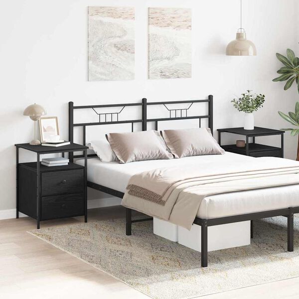 vidaXL &Eacute;jjeliszekr&eacute;ny 2 pcs Fekete t&ouml;lgy 34 x 35,5 x 50 cm Faanyag