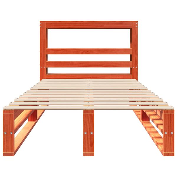 vidaXL viaszbarna t&ouml;m&ouml;r fenyőfa &aacute;gy matrac n&eacute;lk&uuml;l 90 x 200 cm