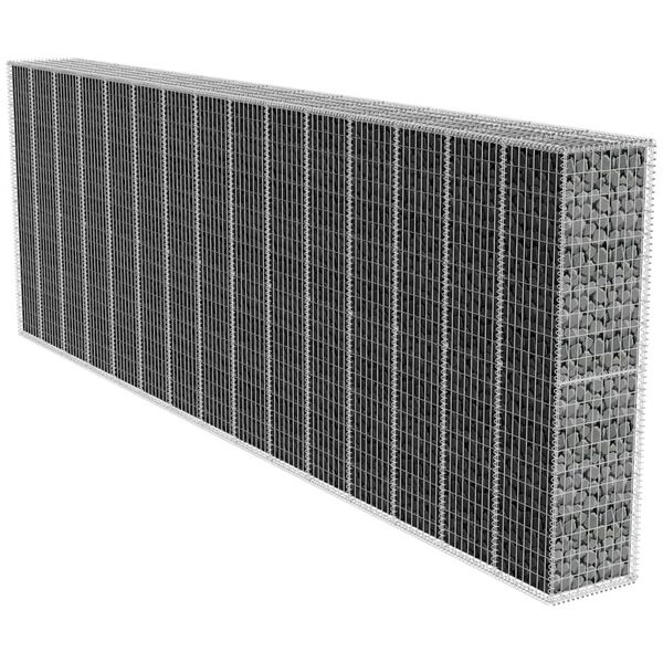 vidaXL horganyzott acél gabion fal fedéllel 600 x 50 x 200 cm