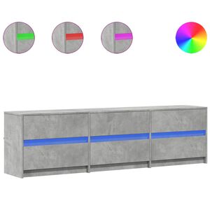 vidaXL betonsz&uuml;rke szerelt fa TV-szekr&eacute;ny LED-ekkel 180 x 34 x 50 cm