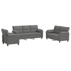vidaXL Kanap&eacute; Szett 3 pcs S&ouml;t&eacute;tsz&uuml;rke B&aacute;rsony