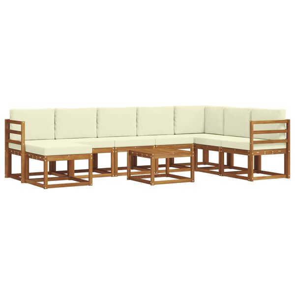 vidaXL K&uuml;lt&eacute;ri kanap&eacute; szett p&aacute;rn&aacute;val 9 pcs Term&eacute;szetes &eacute;s kr&eacute;msz&iacute;nű