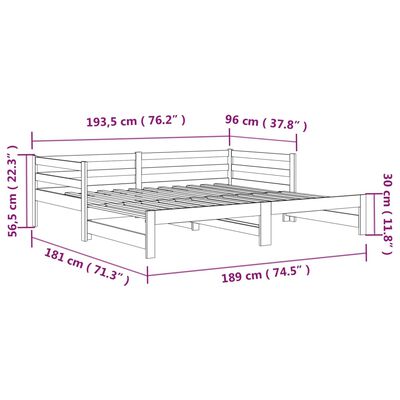 vidaXL szürke tömör fenyőfa kihúzható kanapéágy 2x(90x190) cm