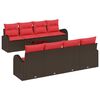 vidaXL Kanap&eacute; Szett p&aacute;rn&aacute;val t&aacute;rol&oacute;val 9 pcs Beige &eacute;s Piros polirattan
