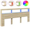vidaXL sonoma t&ouml;lgy sz&iacute;nű &aacute;thidal&oacute;szekr&eacute;ny LED-ekkel 220 x 17 x 102 cm