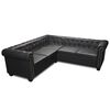 vidaXL 5 szem&eacute;lyes fekete műbőr Chesterfield sarokkanap&eacute;