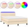 vidaXL kr&eacute;msz&iacute;nű sz&ouml;vet rug&oacute;s &eacute;s LED-es &aacute;gy matraccal 140x190cm