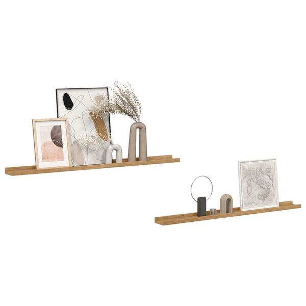 vidaXL Falpolc polcokkal t&aacute;rol&oacute;val 2 pcs Barna 100 x 9 x 3 cm Faanyag