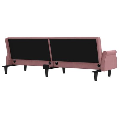 vidaXL rózsaszín bársony kanapéágy karfákkal