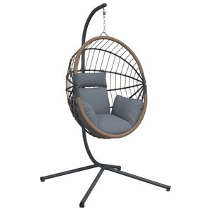 vidaXL vil&aacute;gossz&uuml;rke rattan &eacute;s ac&eacute;l f&uuml;ggő kagyl&oacute;sz&eacute;k &aacute;llv&aacute;nnyal