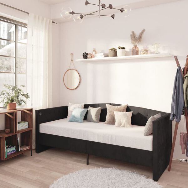 vidaXL fekete USB-s b&aacute;rsonybor&iacute;t&aacute;s&uacute; d&iacute;v&aacute;ny matraccal 90 x 200 cm