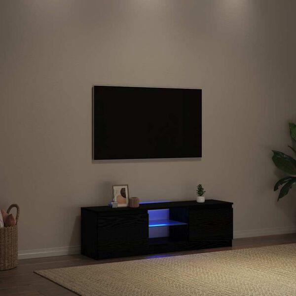 vidaXL fekete tölgy szerelt fa TV-szekrény LED-ekkel 120x30x36 cm