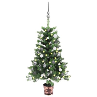 vidaXL zöld megvilágított műkarácsonyfa gömb szettel 65 cm