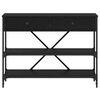 vidaXL Konzolasztal fi&oacute;kkal Fekete t&ouml;lgy 100 x 34,5 x 75 cm fasz&iacute;nű