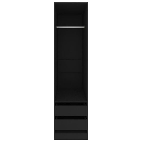 vidaXL fekete szerelt fa ruhásszekrény fiókokkal 50 x 50 x 200 cm
