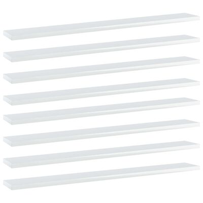 vidaXL 8 db magasfényű fehér forgácslap könyvespolc 80 x 10 x 1,5 cm