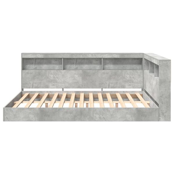 vidaXL K&ouml;nyvespolcos &Aacute;gy fejt&aacute;ml&aacute;val Beton sz&uuml;rke 140 x 200 cm Faanyag