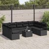 vidaXL Kanap&eacute; Szett p&aacute;rn&aacute;val 10 pcs Fekete polirattan