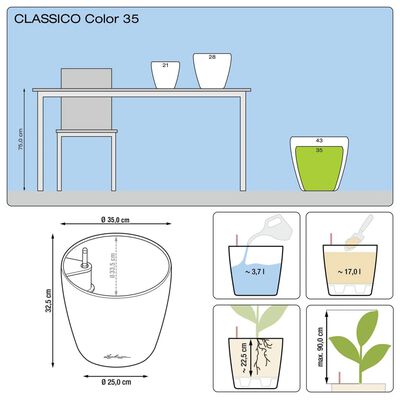 LECHUZA Classico Color 35 ALL-IN-ONE fehér virágtartó