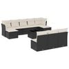 vidaXL 11 r&eacute;szes fekete polyrattan kerti &uuml;lőgarnit&uacute;ra p&aacute;rn&aacute;kkal