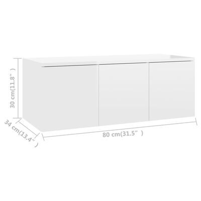 vidaXL magasfényű fehér forgácslap TV-szekrény 80 x 34 x 30 cm