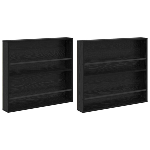 vidaXL Magazin &aacute;llv&aacute;ny 2 pcs Fekete t&ouml;lgy 80 x 12 x 70 cm Faanyag
