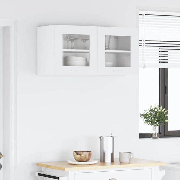 vidaXL F&uuml;ggő szekr&eacute;ny t&aacute;rol&oacute;val ajt&oacute;val Feh&eacute;r 80 x 31 x 40 cm Faanyag