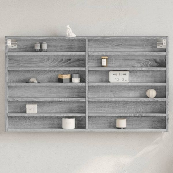 vidaXL sz&uuml;rke sonoma sz&iacute;nű szerelt fa vitrinszekr&eacute;ny 100 x 8,5 x 58 cm