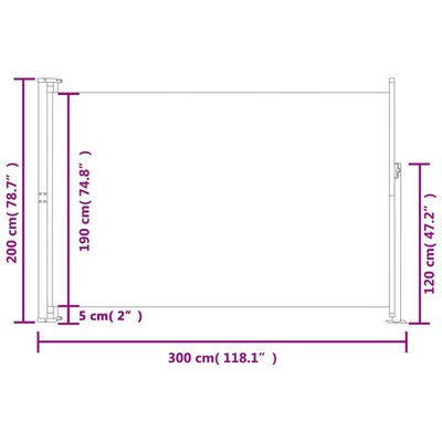 vidaXL fekete behúzható oldalsó terasznapellenző 200 x 300 cm