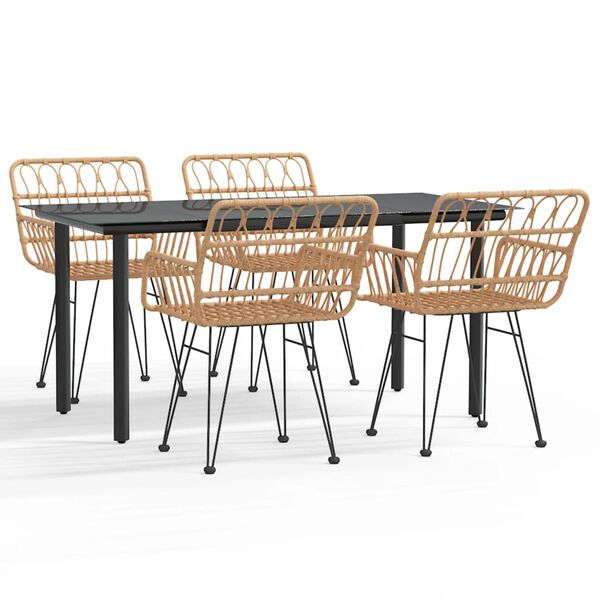 vidaXL 5 r&eacute;szes polyrattan kerti &eacute;tkezőgarnit&uacute;ra