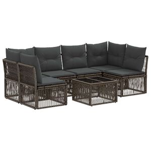 vidaXL Kerti Kanap&eacute; Szett 7 pcs Sz&uuml;rke polirattan