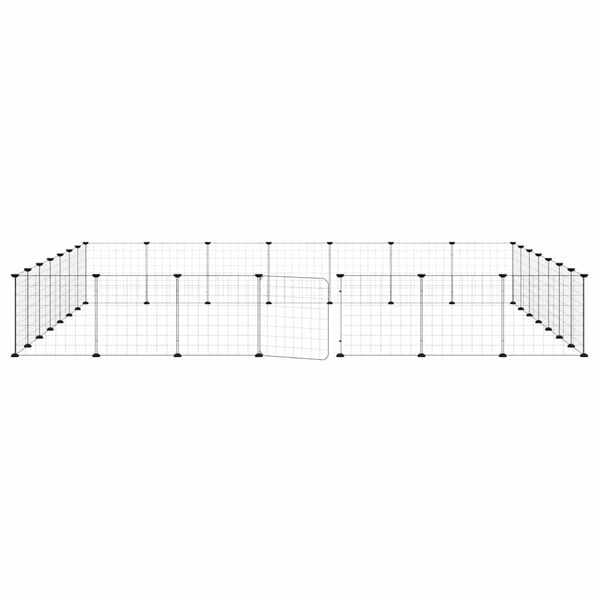 vidaXL 28 paneles fekete acél kisállatketrec ajtóval 35 x 35 cm