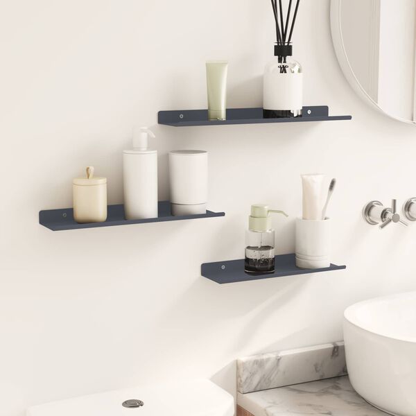 vidaXL Lebegő polc 3 pcs Antracit 40 x 9 x 2,5 cm Ac&eacute;l
