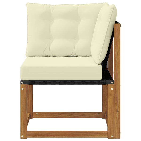 vidaXL K&uuml;lt&eacute;ri Sarokkanap&eacute; T&ouml;m&ouml;r ak&aacute;cfa &eacute;s textil&eacute;n sz&ouml;vet Term&eacute;szetes