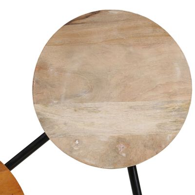 vidaXL tömör mangófa és acél dohányzóasztal 89 x 77 x 52 cm