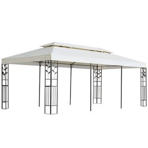 vidaXL feh&eacute;r ac&eacute;l pavilon dupla tetővel 6 x 3 m