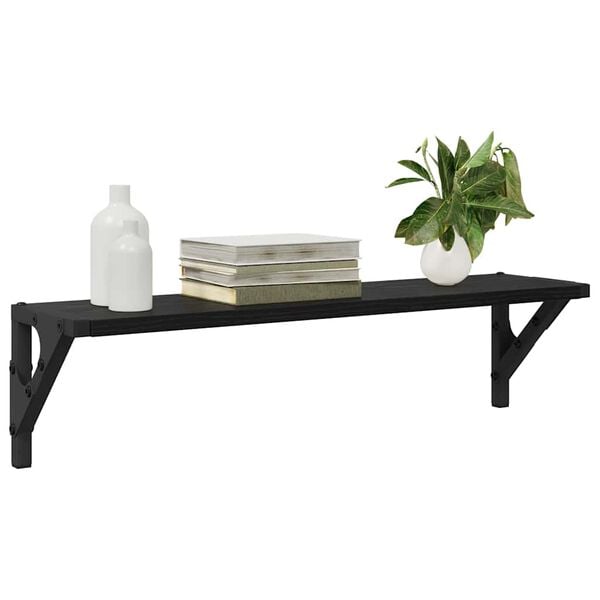 vidaXL Falpolcok 2 pcs Fekete t&ouml;lgy 60 x 15 x 15,5 cm Faanyag