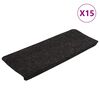 vidaXL 15 db antracitsz&uuml;rke &ouml;ntapad&oacute; l&eacute;pcsőszőnyeg 65x24,5x3,5 cm