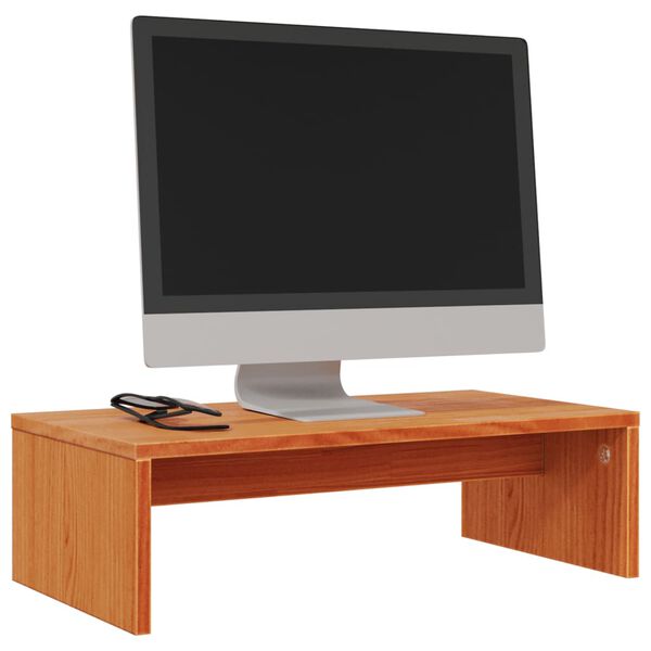 vidaXL viaszbarna tömör fenyőfa monitorállvány 50x27x15 cm