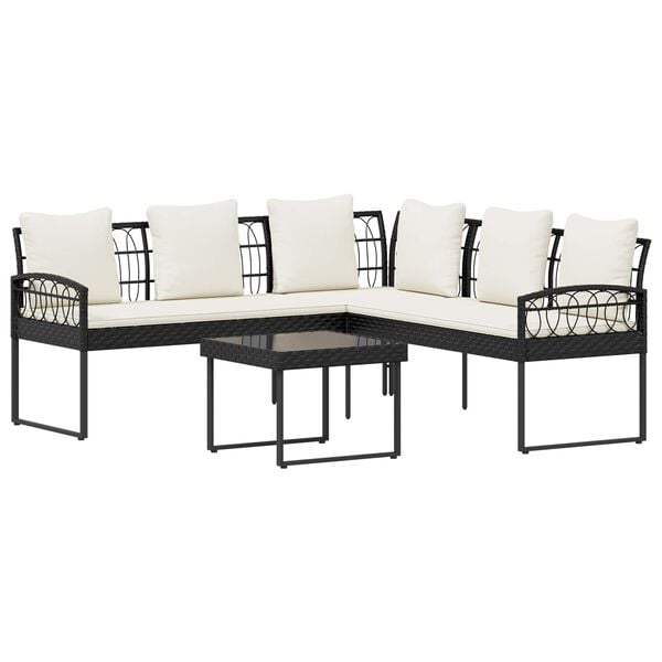 vidaXL Kerti kanap&eacute; szett p&aacute;rn&aacute;val 2 pcs Fekete Ac&eacute;l