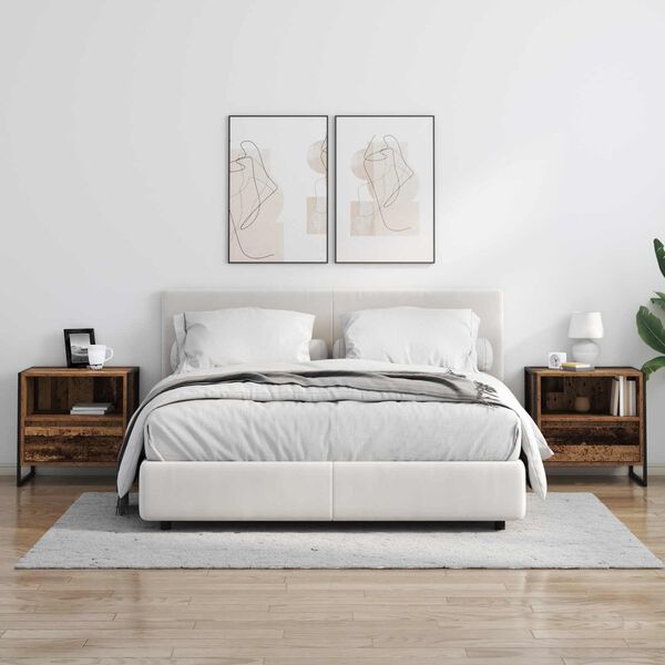 vidaXL &Eacute;jjeli asztal fi&oacute;kkal &Ouml;reg fa 50 x 39,5 x 50 cm Faanyag