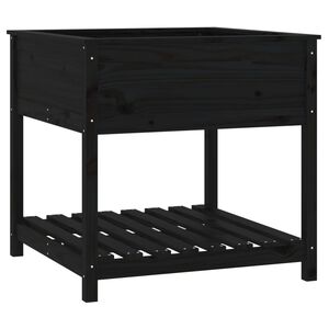 vidaXL fekete t&ouml;m&ouml;r fenyőfa n&ouml;v&eacute;nytart&oacute; polccal 82,5x82,5x81 cm