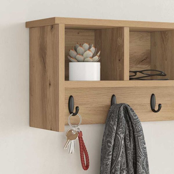 vidaXL Fali Kab&aacute;thorog k&eacute;zműves t&ouml;lgy 75 x 16 x 26 cm Faanyag