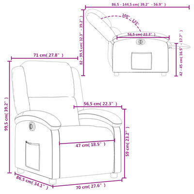 vidaXL világosszürke szövet elektromos dönthető fotel