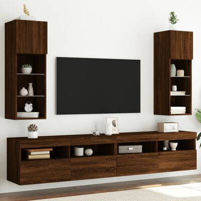 vidaXL 2 db barna tölgy színű TV-szekrény LED-ekkel 30,5 x 30 x 90 cm