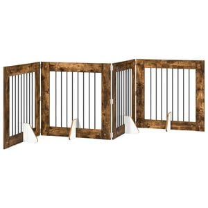 vidaXL &Ouml;sszecsukhat&oacute; kutyaker&iacute;t&eacute;s &aacute;llv&aacute;nyokkal 4 pcs F&uuml;st&ouml;s T&ouml;lgy
