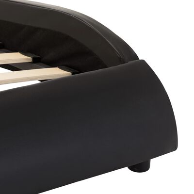 vidaXL fekete és fehér LED-es műbőr ágykeret 90 x 200 cm