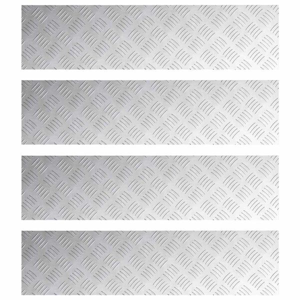 vidaXL L&eacute;pcsőfok N&eacute;gysz&ouml;gletes 4 pcs Ez&uuml;st 100 x 25 cm Alum&iacute;nium